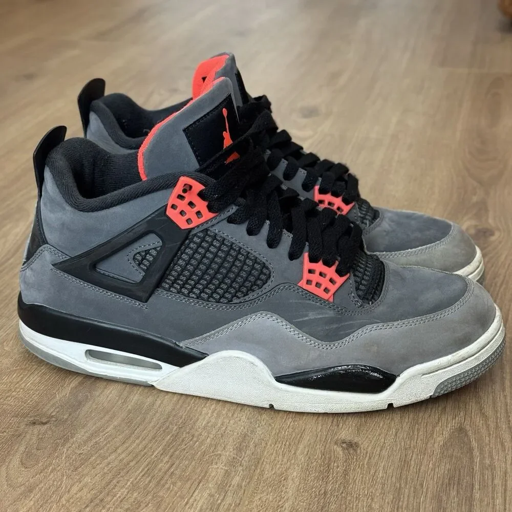 Jordan Air Jordan 4 Infrared Sz 10.5 Mid Top Sneaker Gray Black Red DH6927-061